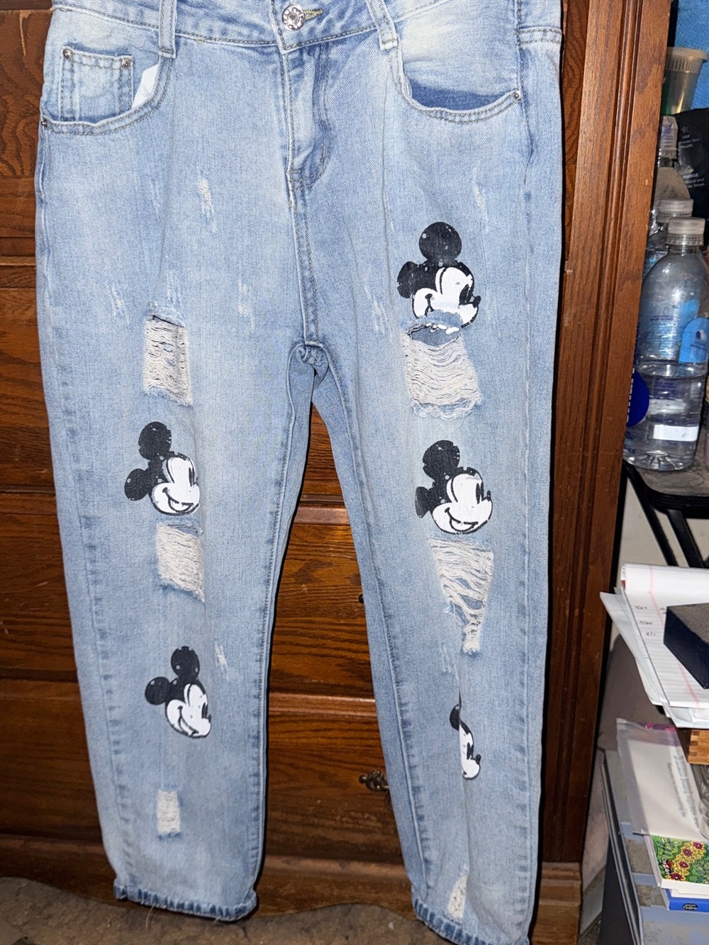 Relaxed Women’s Jeans with Mickey Mouse Print- 2 PAIR- BOGO DEAL!